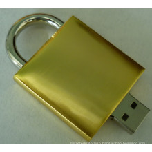 Metal Golden Lock Shape Promotional USB Flash Drive (EM527)